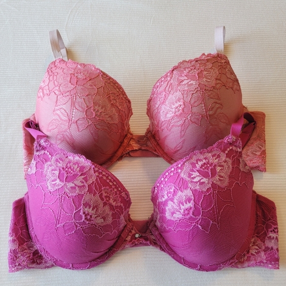 Maidenform Other - Two Pink Lace  Push Up Bras Maidenform Comfort Devotion